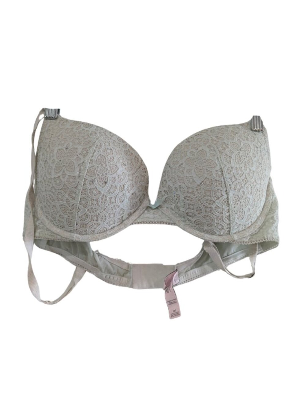 Victoria's Secret Dream Angels Underwire Push-Up Bra Light Green 38C Floral Lace